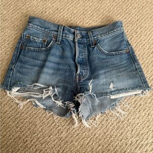 Levi's Blue Distressed Jean Shorts
